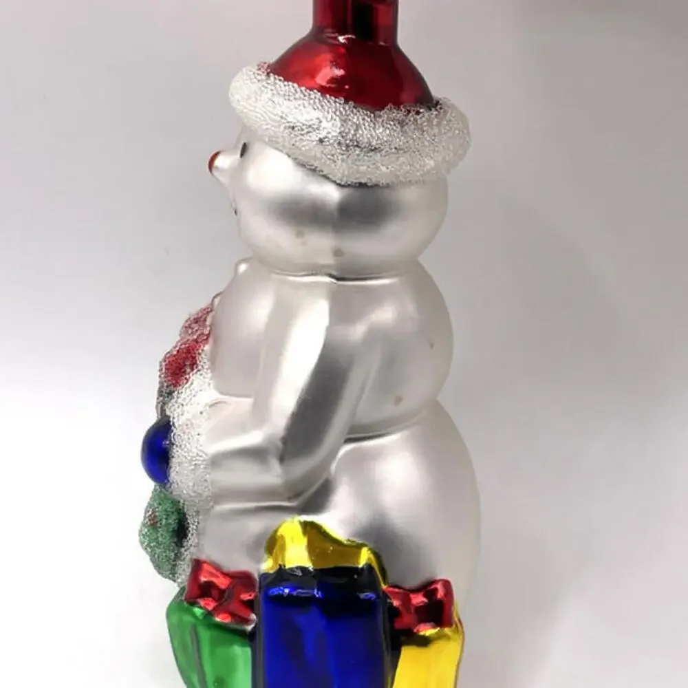 Snowman Wreath Gifts Glass Christmas Ornament 4